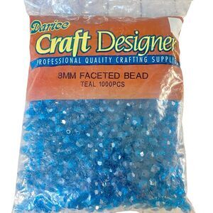 Darice 8MM Teal Faceted Beads NWT 1000 Pieces Craft Supplies Jewelry Making